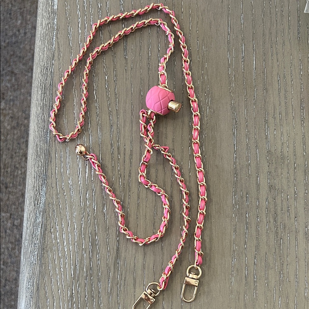 Pink leather and Gold Adjustable Chain for crossbody purse! New